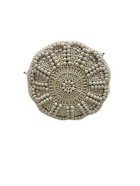 MMs Brands White Beaded Clutch Purse